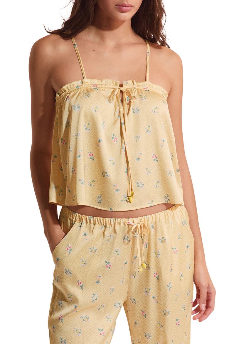 Baie Crop Pajama Camisole, Main, color, ACID YELLOW