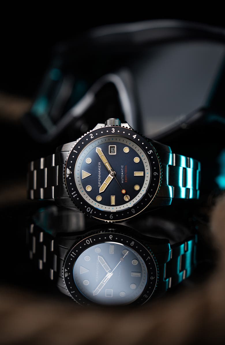 SPINNAKER Croft Pioneer Automatic Bracelet Watch, 42mm, Alternate, color, Blue