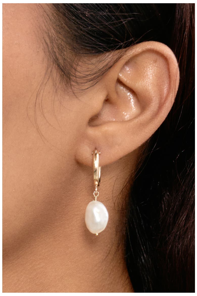 Adelle Keshi Pearl Hoop Earrings, Alternate, color, GOLD