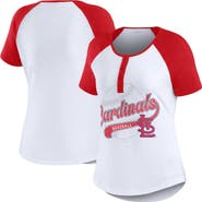 WEAR by Erin Andrews Women's WEAR by Erin Andrews White/Red St. Louis Cardinals Henley Raglan T-Shirt