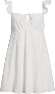 BP. Cotton Eyelet Flutter Sleeve Minidress