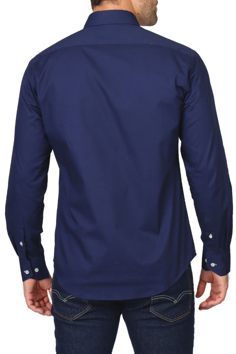 Solid Stretch Button-Down Shirt, Alternate, color, NAVY