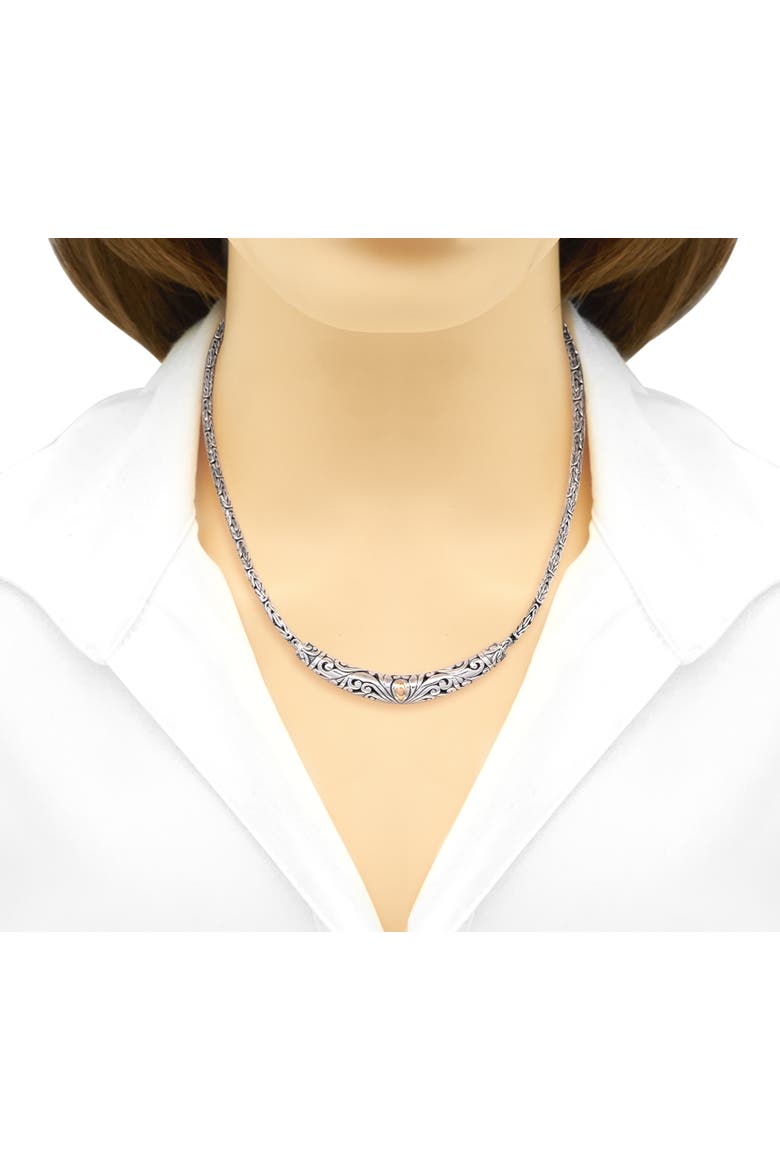 Bali Filgree with Borobudur Chain Necklace in Sterling Silver with 18K Gold, Alternate, color, Silver