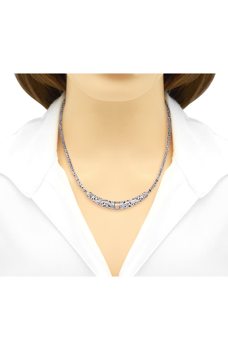 DEVATA Bali Filgree with Borobudur Chain Necklace in Sterling Silver with 18K Gold, Alternate, color, Silver