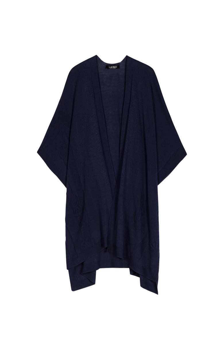 Lauren Ralph Lauren Matte Shine Belting Ruana, Main, color, Refined Navy