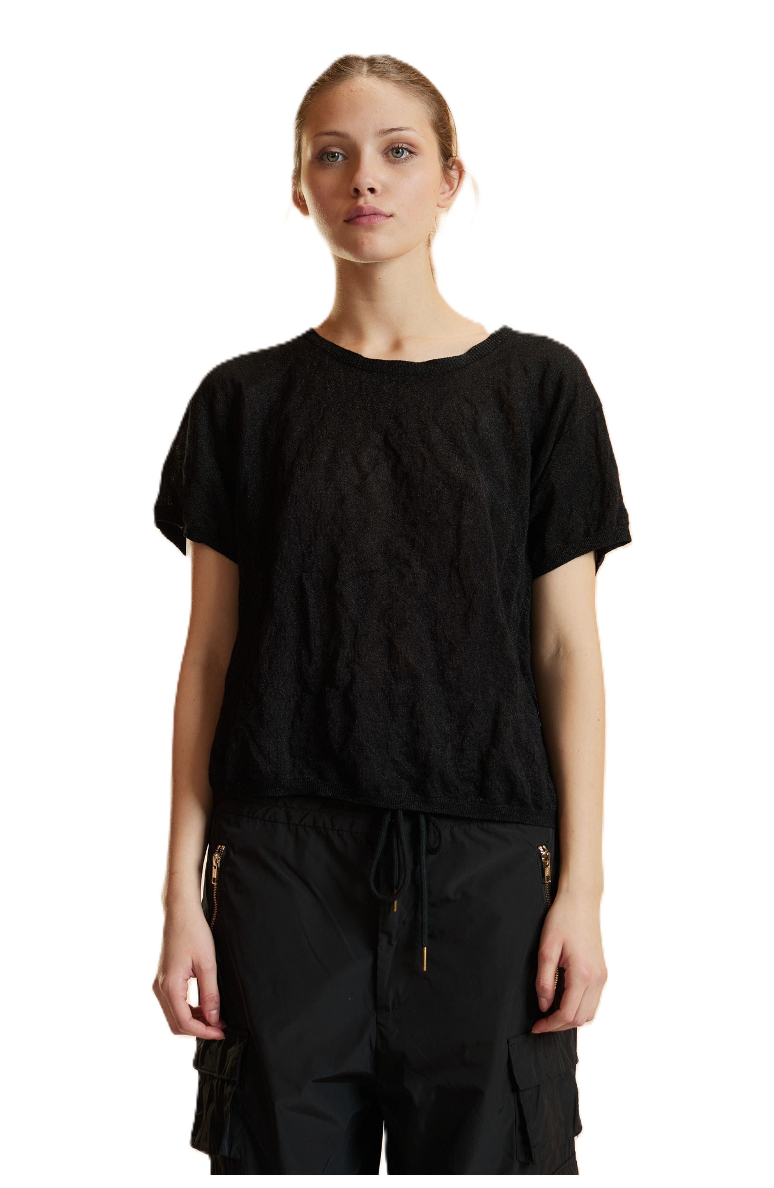 Crinkle Knit Short Sleeve Top