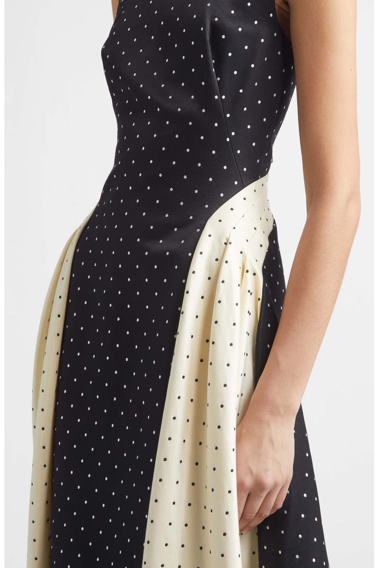 Alexis Polka Dot Jacquard Midi Dress, Alternate, color, BLACK