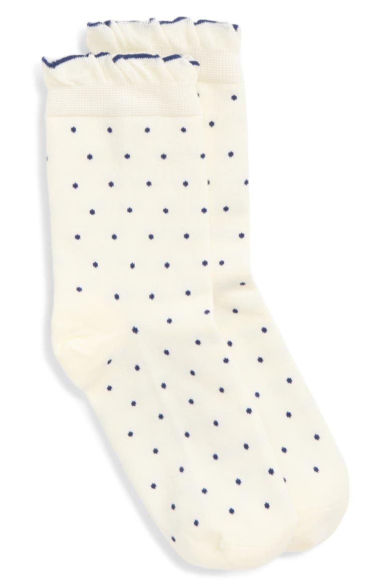 Jula Ruffle Crew Socks, Main, color, NATURAL