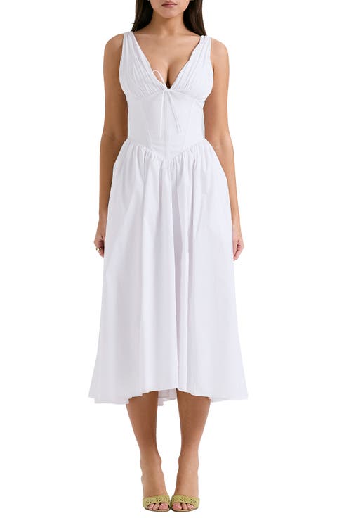 Emmelina Sleeveless Stretch Poplin Midi Dress