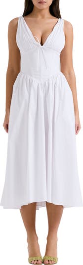 HOUSE OF CB Emmelina Sleeveless Stretch Poplin Midi Dress