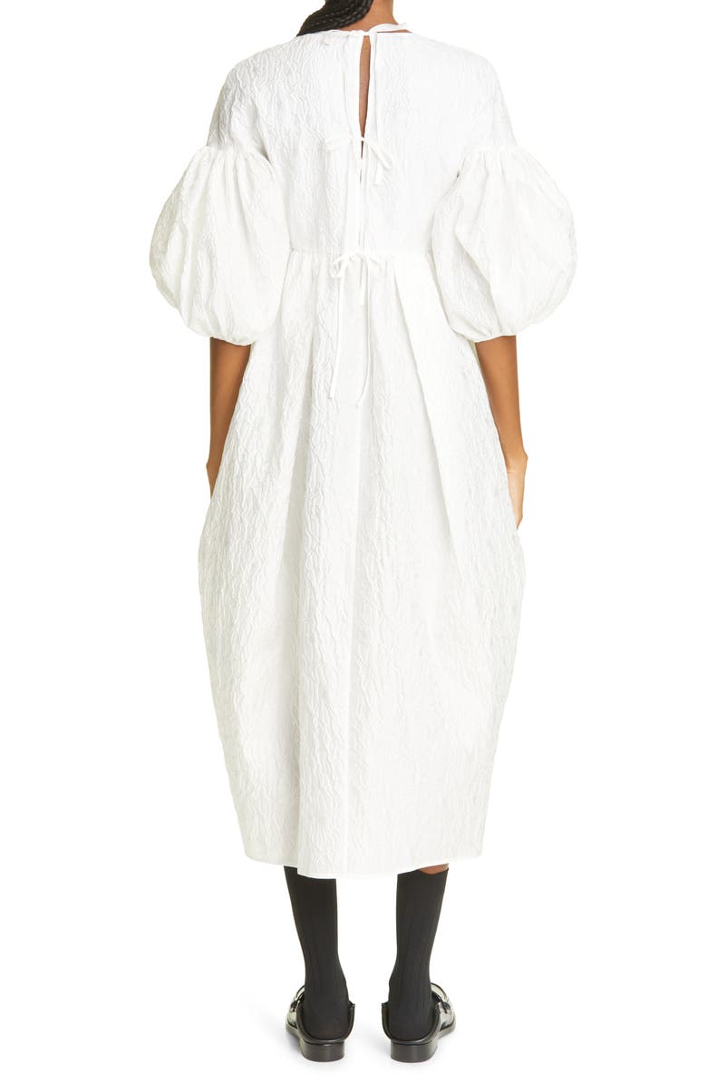 Cecilie Bahnsen Jeanne Puff Sleeve Matelassé Midi Dress, Alternate, color, 