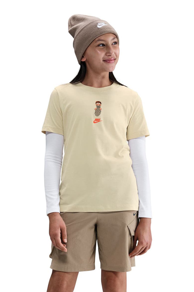 Kids' Sportswear Club Graphic T-Shirt, Main, color, LIGHT KHAKI