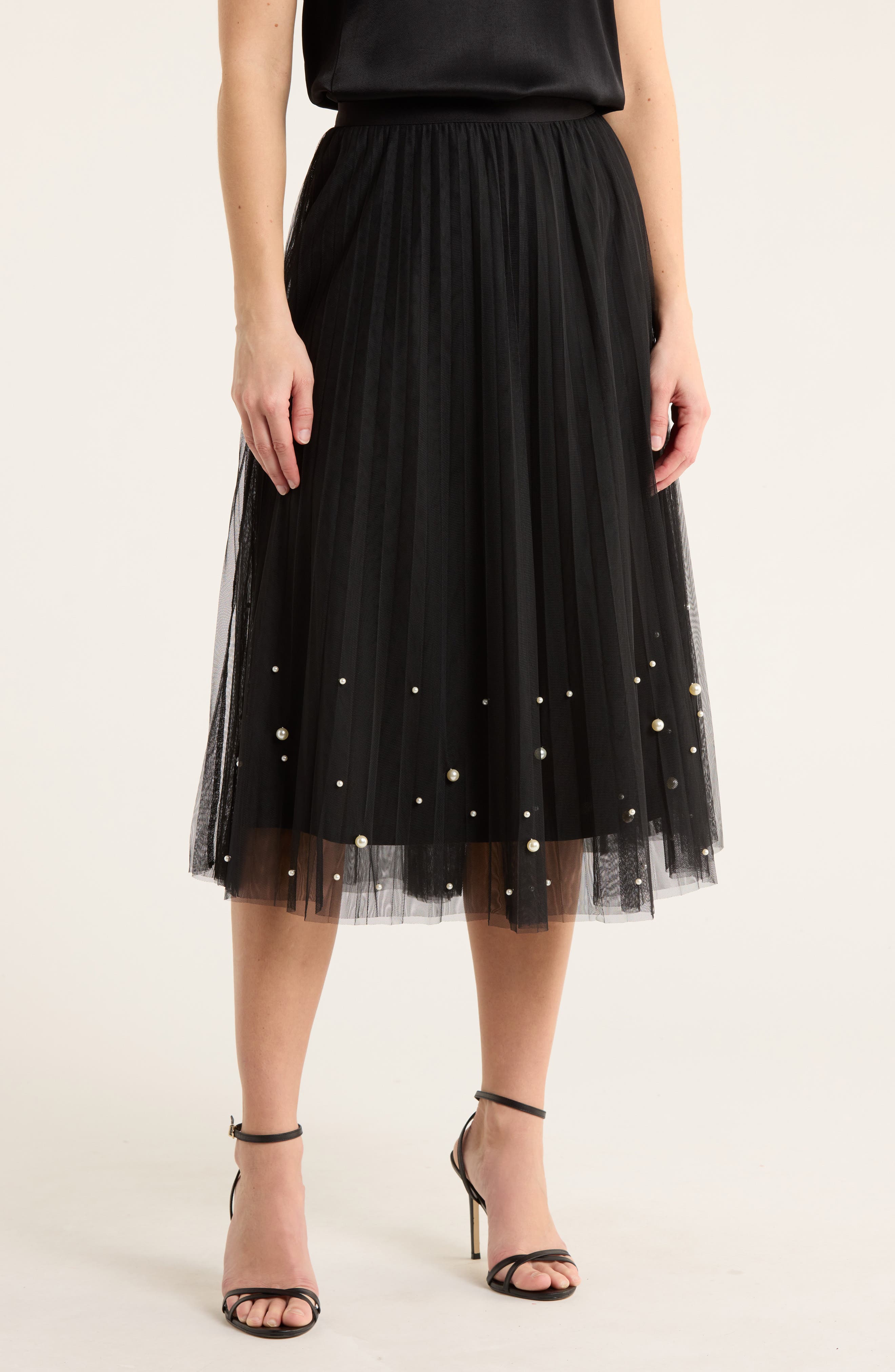 DR2 by Daniel Rainn Imitation Pearl Tulle Skirt