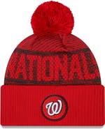New Era Men's New Era Red Washington Nationals Authentic Collection Sport Cuffed Knit Hat with Pom