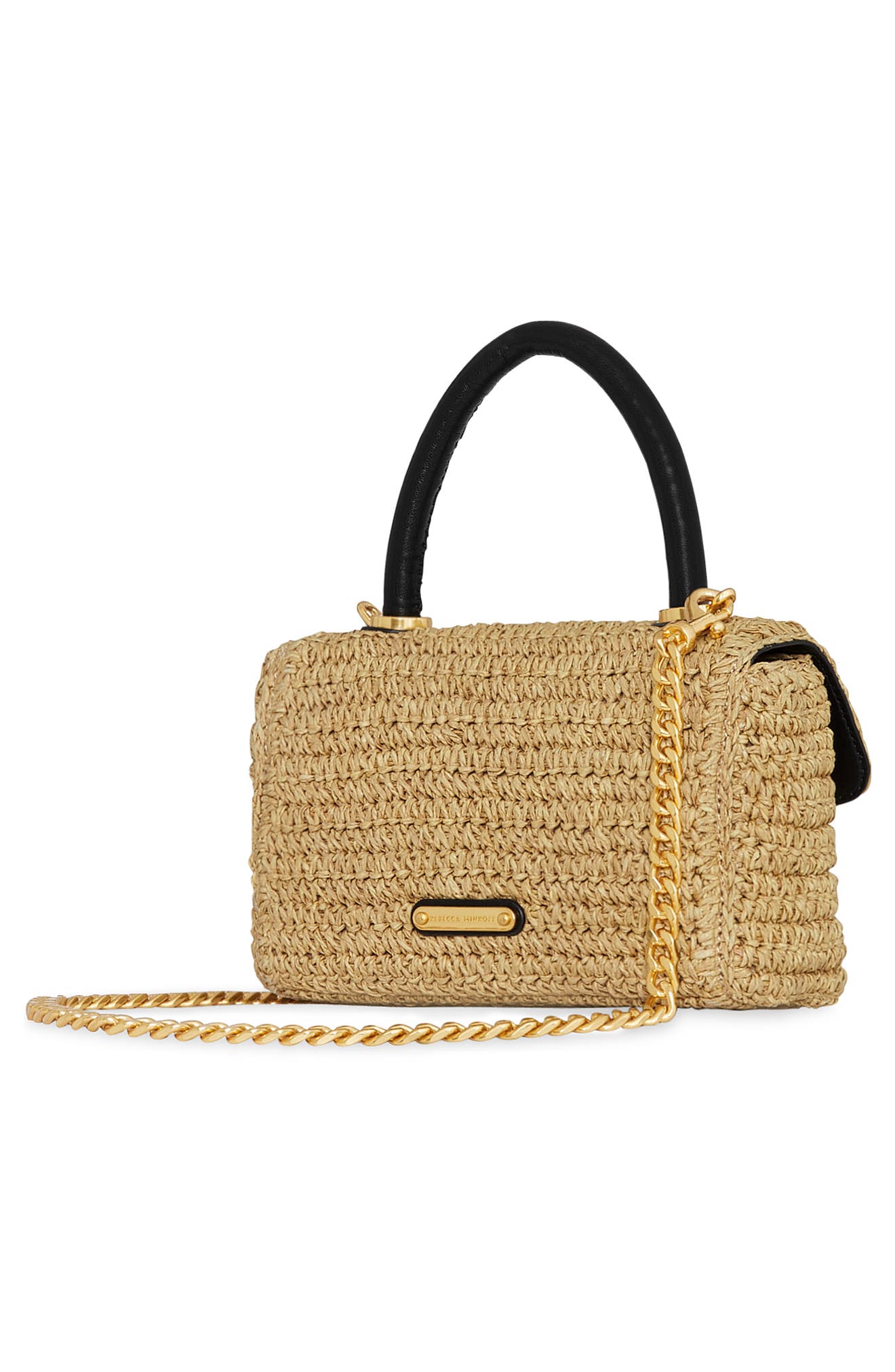 Rebecca Minkoff Edie Top Handle Straw Satchel Bag, Alternate, color, 