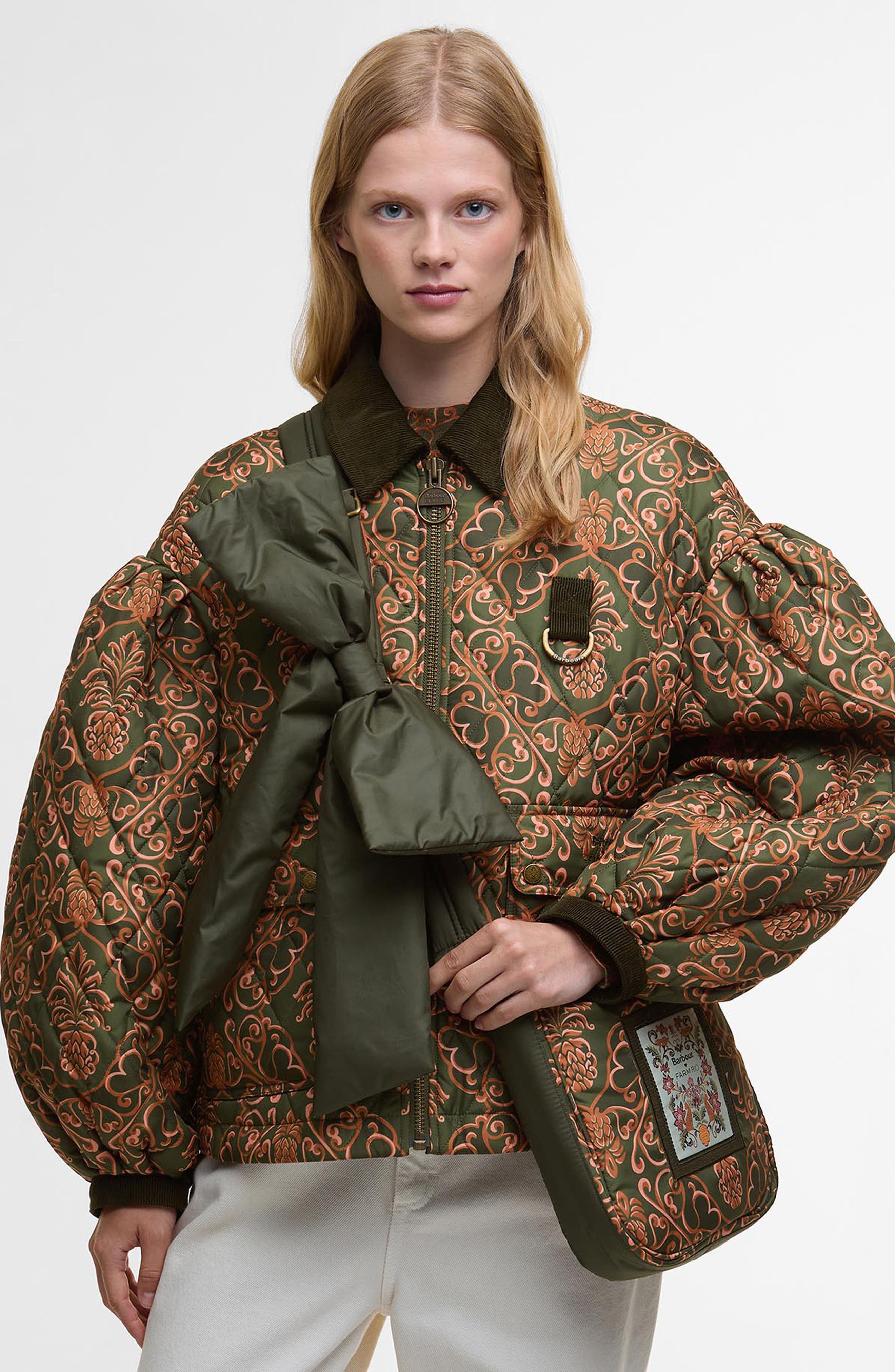 Barbour x FARM Rio Ana Clara Bow Crossbody Bag, Alternate, color, Royal Pineapple Print