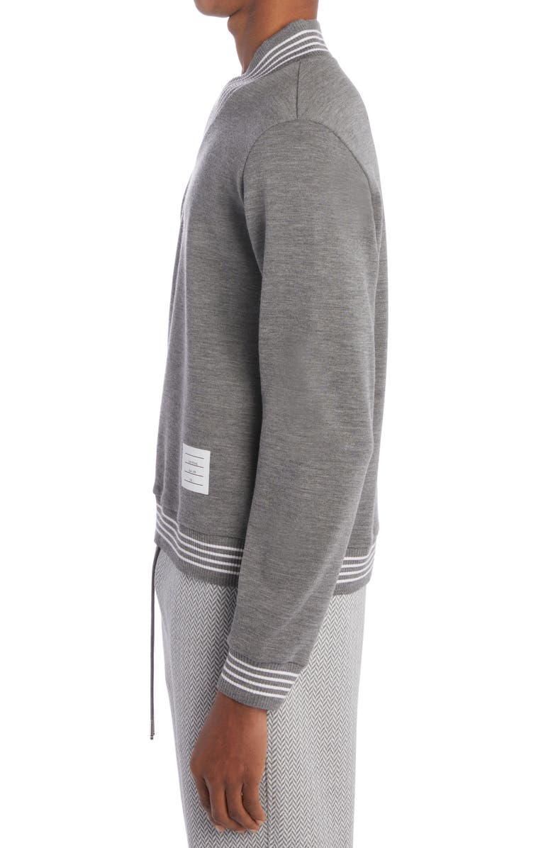 Thom Browne Milano V-Neck Virgin Wool Sweater, Alternate, color, 