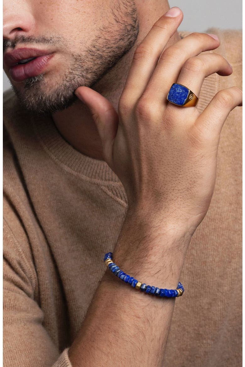 Gold Signet Ring, Alternate, color, Gold / Blue Lapis