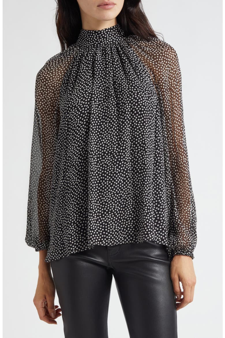 Suzanne Polka Dot Silk Chiffon Top, Main, color, BLACK POLKADOT