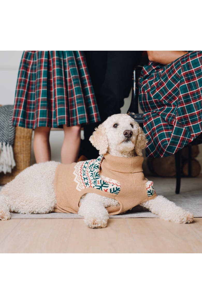 Pets' Fair Isle Dog Sweater, Alternate, color, Camel Holiday Fair Isle