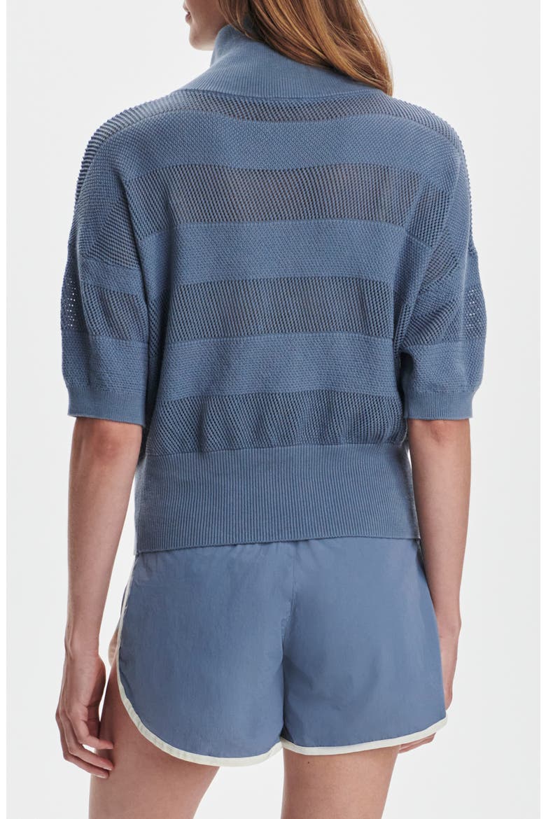 Kembria Mesh Stripe Half Zip Top, Alternate, color, STONE BLUE