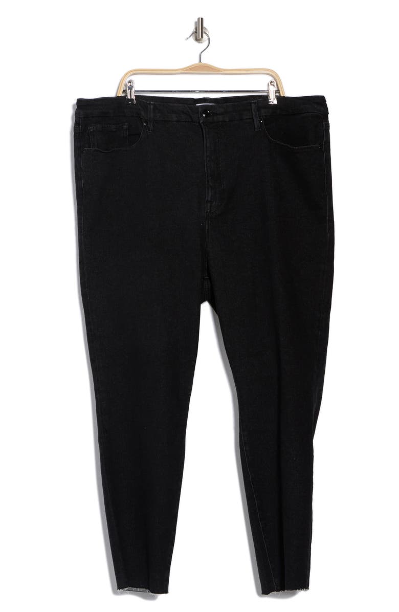 Good American Good Legs Raw Hem Skinny Jeans, Main, color, K184/ Black