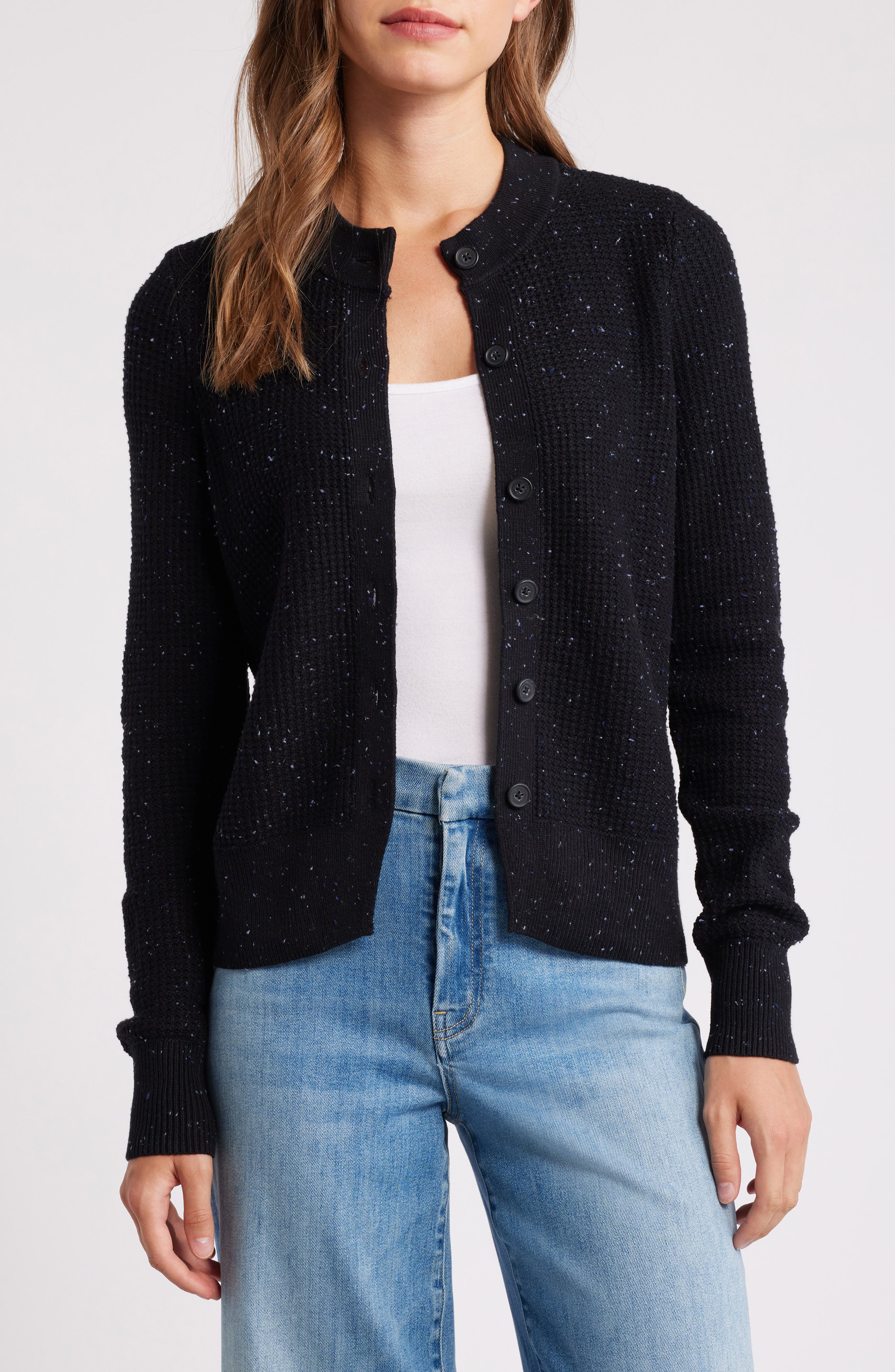 NIC+ZOE Vital Tweed Waffle Stitch Cardigan