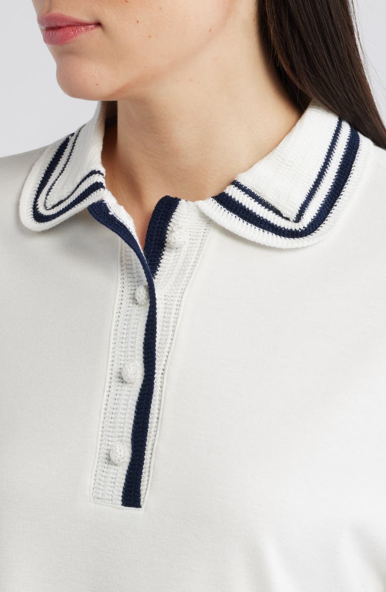 Wit & Wisdom Crochet Stripe Top, Alternate, color, Off White/ Navy