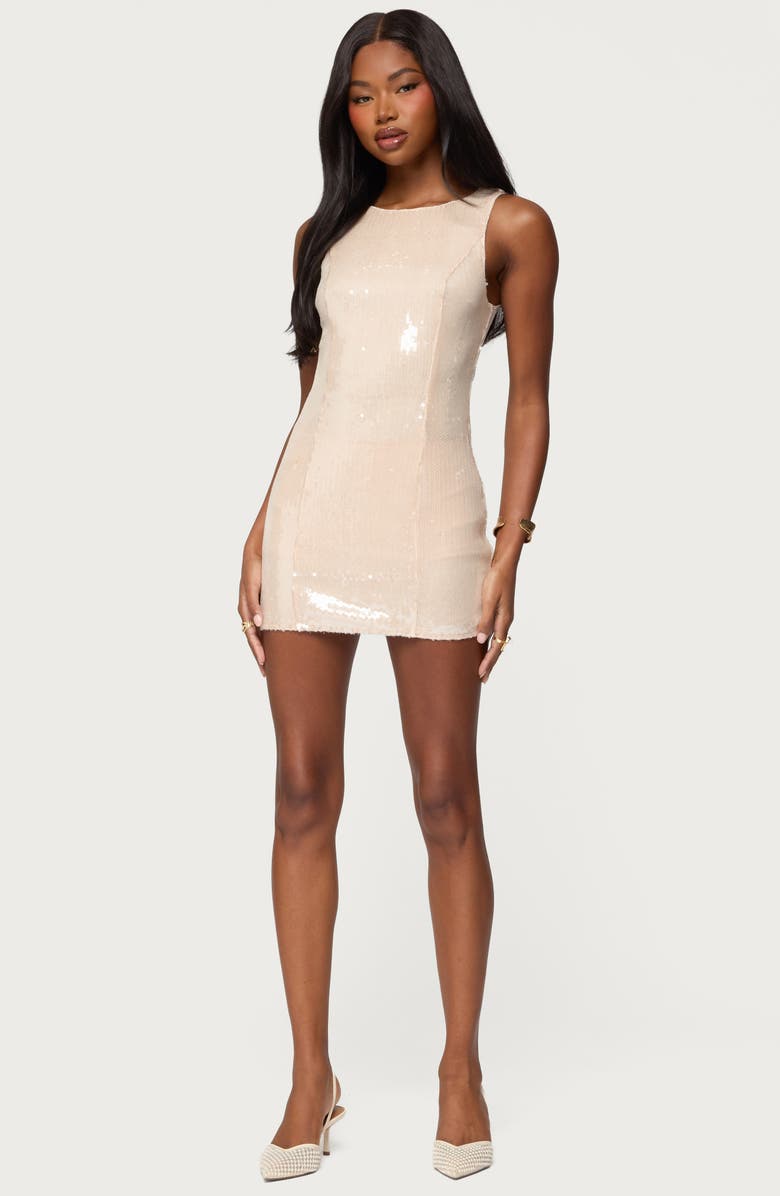 EDIKTED Macee Sequin Minidress, Alternate, color, Light-Pink