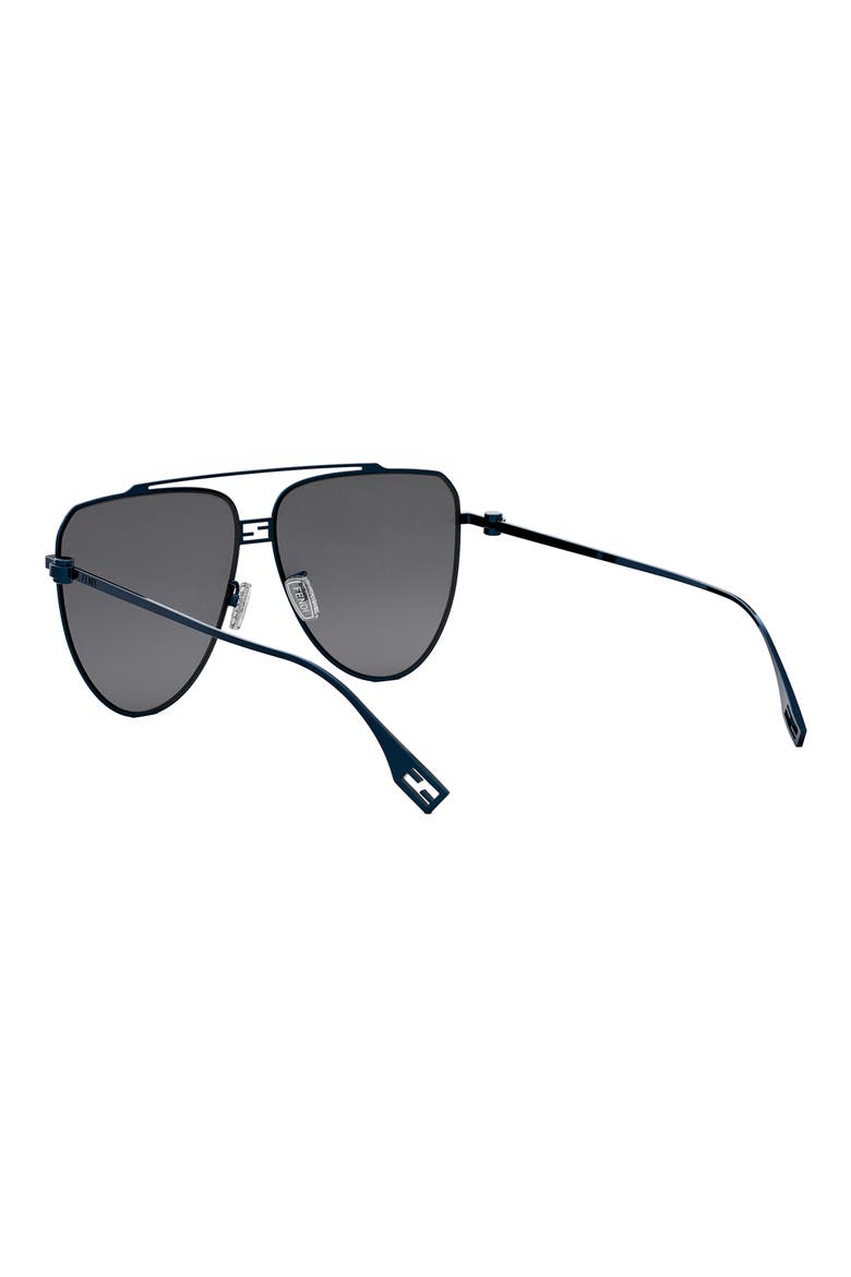 'Fendi Baguette 59mm Pilot Sunglasses, Alternate, color, SHINY BLUE / SMOKE