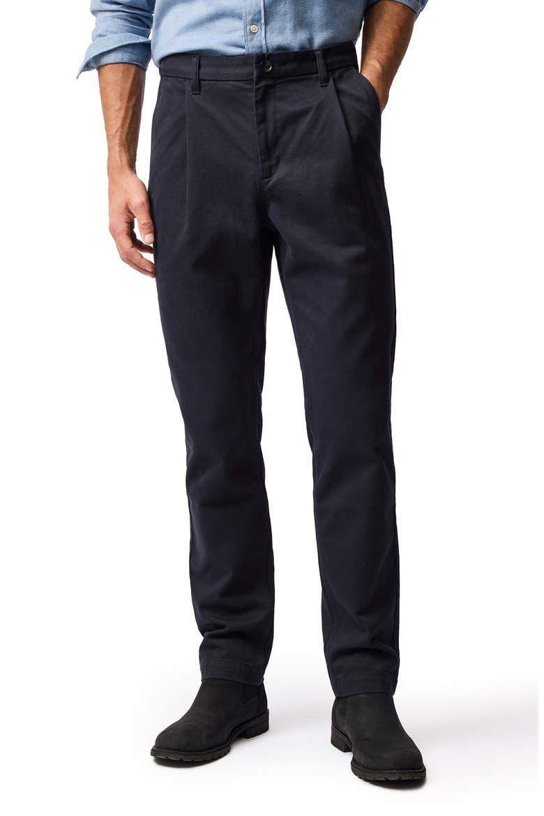 Fielding Pleated Tapered Cotton Twill Chinos, Main, color, NAVY