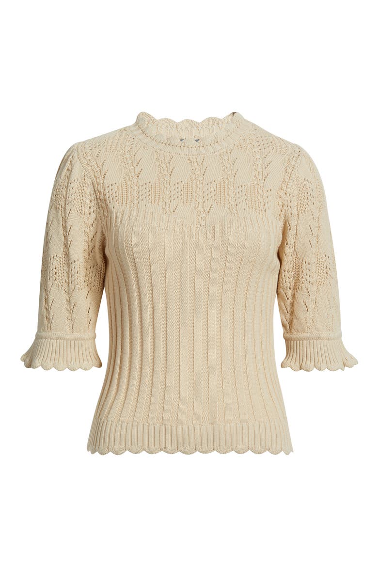 Mixed Stitch Elbow Sleeve Sweater, Alternate, color, DEEP MACADAMIA