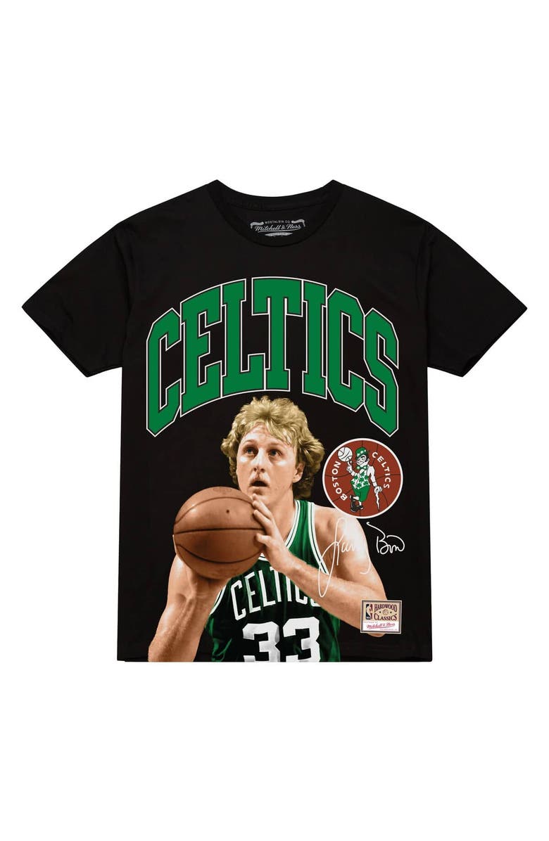 Mitchell & Ness Men's Mitchell & Ness Larry Bird Black Boston Celtics Hardwood Classics Player Arch T-Shirt, Alternate, color, Black