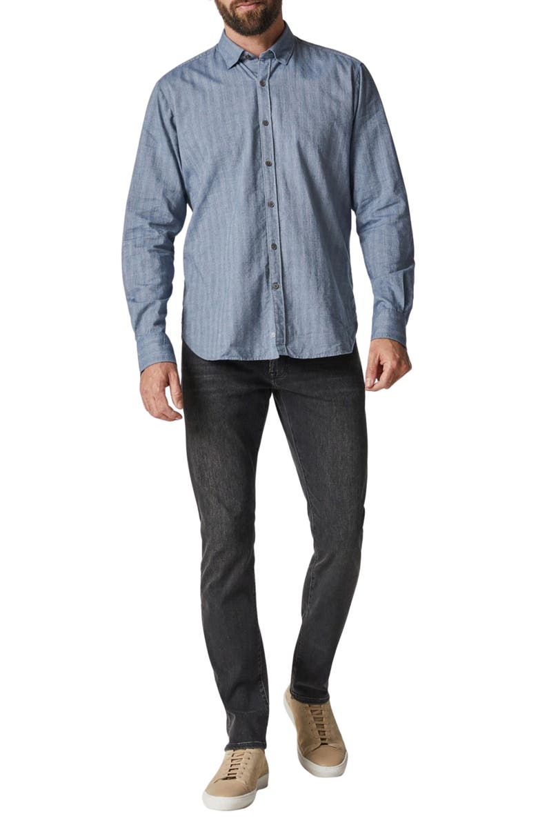 34 Heritage Cotton Herringbone Button-Up Shirt, Alternate, color, Blue