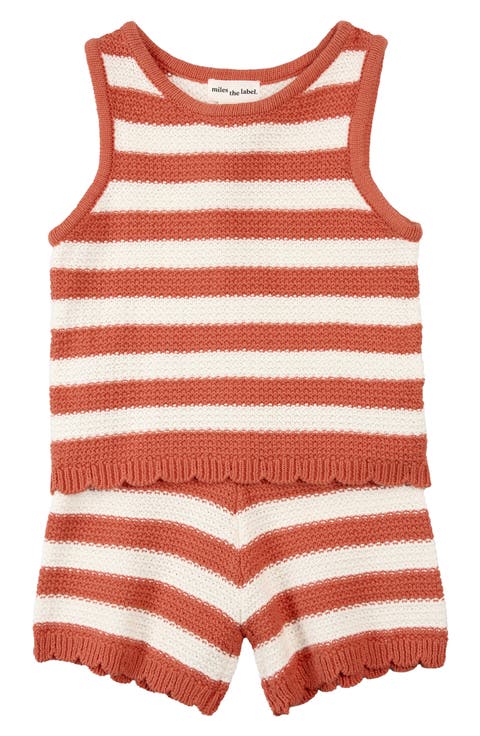 Apricot Birch Stripe Organic Cotton Sweater Tank & Shorts Set (Baby)