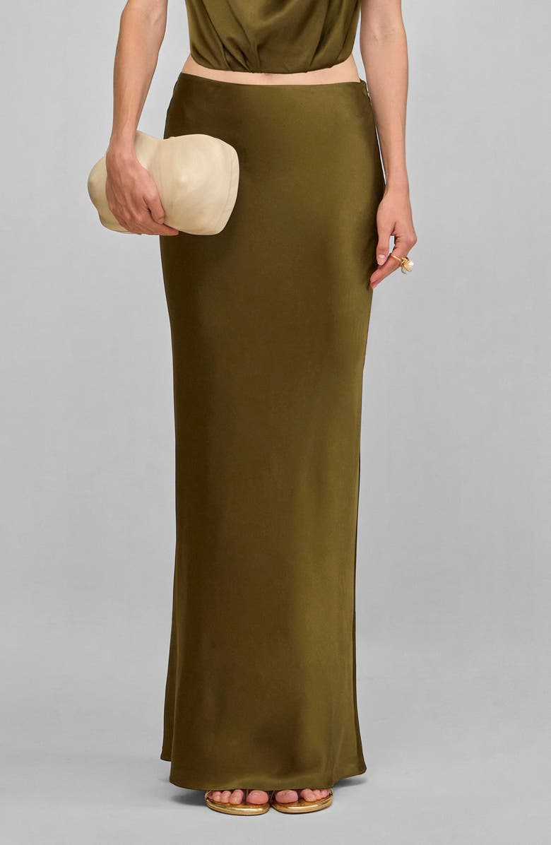 Cult Gaia Chantel Stretch Silk Bias Cut Skirt, Main, color, Rosemary