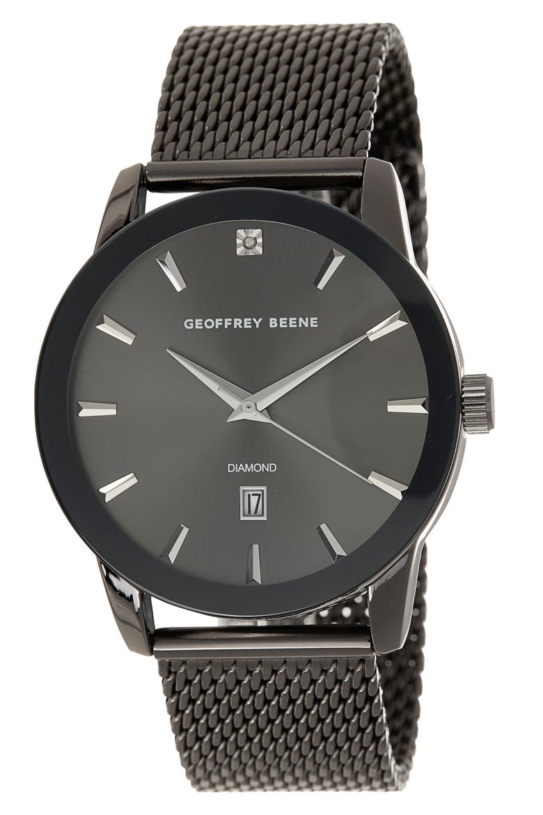 Men's Diamond Mesh Strap Watch, 41mm - 0.001 ctw, Main, color, GUNMETAL
