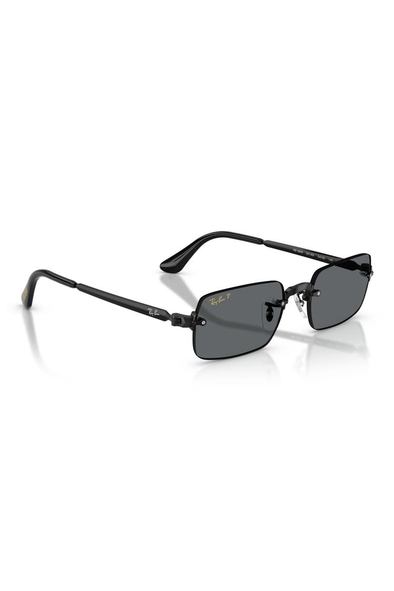 54mm Polarized Oval Sunglasses, Alternate, color, BLACK / DARK GREY POLAR