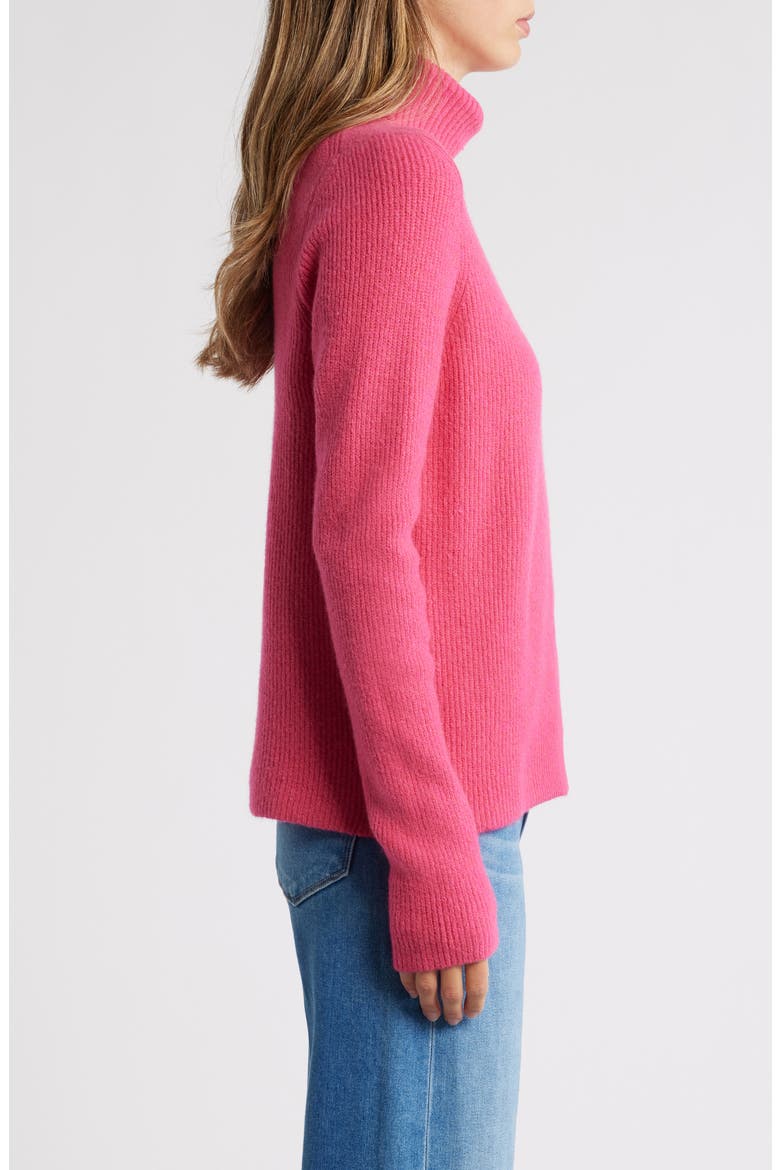 Rib Turtleneck Sweater, Alternate, color, PINK ELECTRIC HEATHER