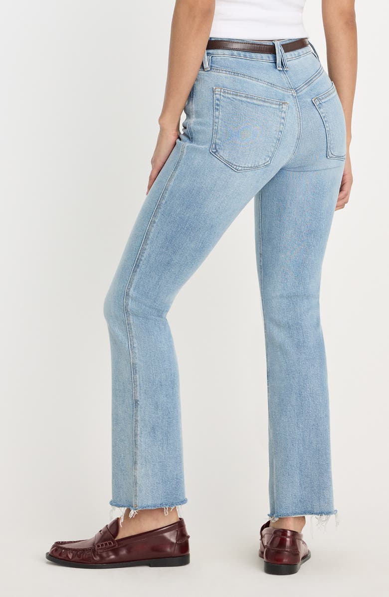 Good American Good Kick Flare Raw Hem High Waist Jeans, Alternate, color, Indigo1215