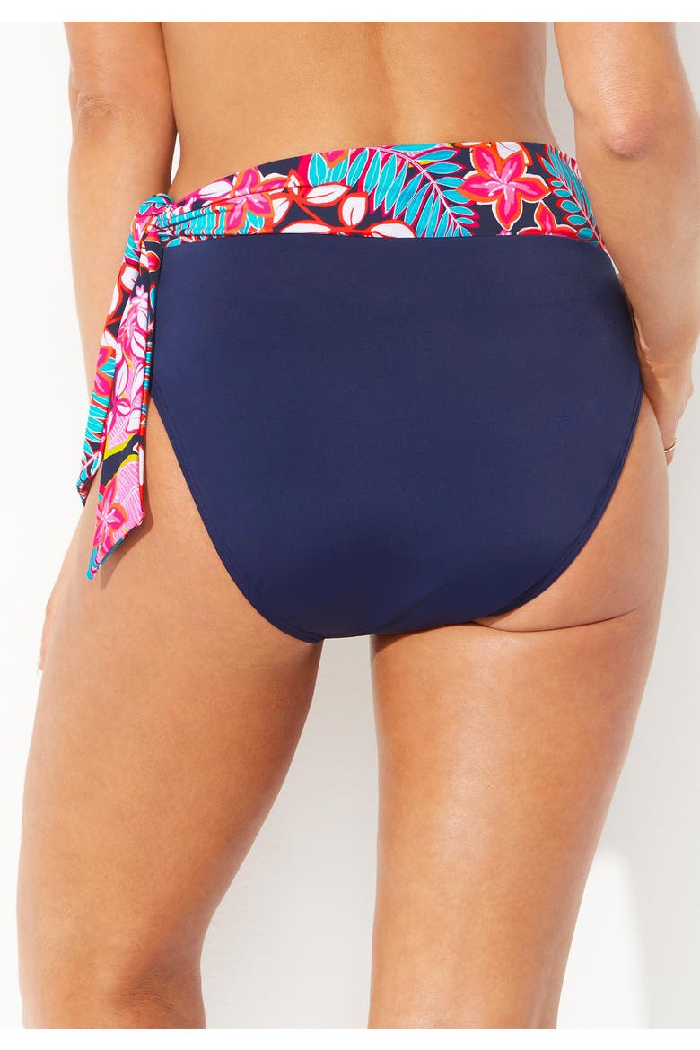 Shirred High Waist Bikini Bottom, Alternate, color, Electric Iris Tie Dye