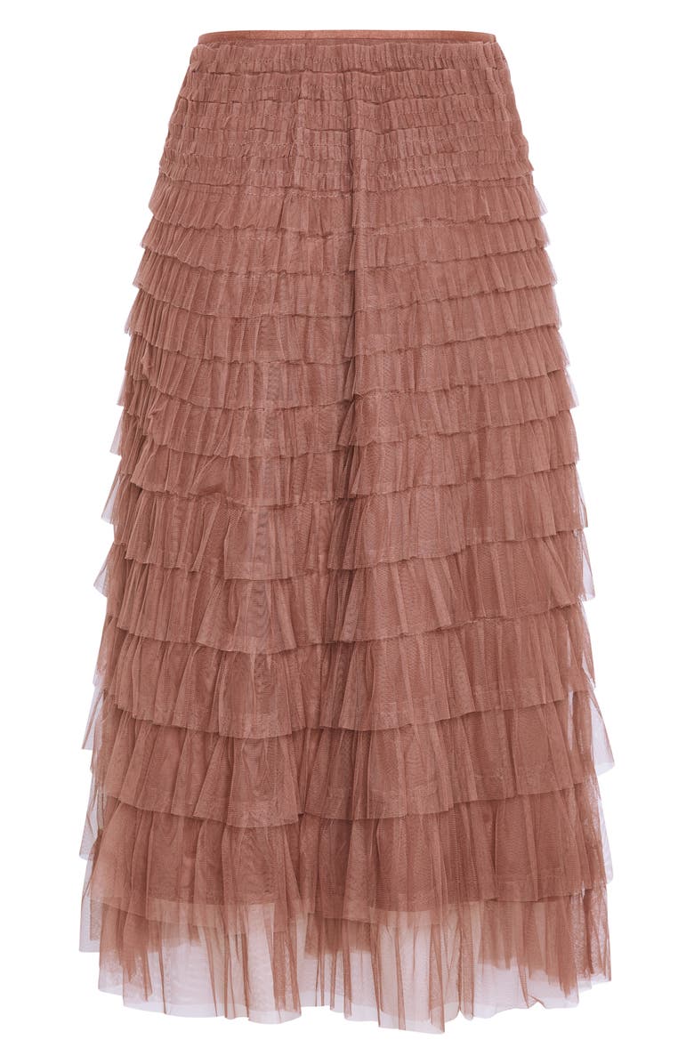 City Chic Averi Tiered Tulle Maxi Skirt, Alternate, color, Roseberry