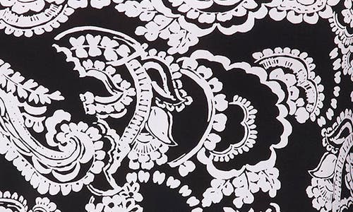 Chaus Paisley Print Bell Sleeve Top In Black/white
