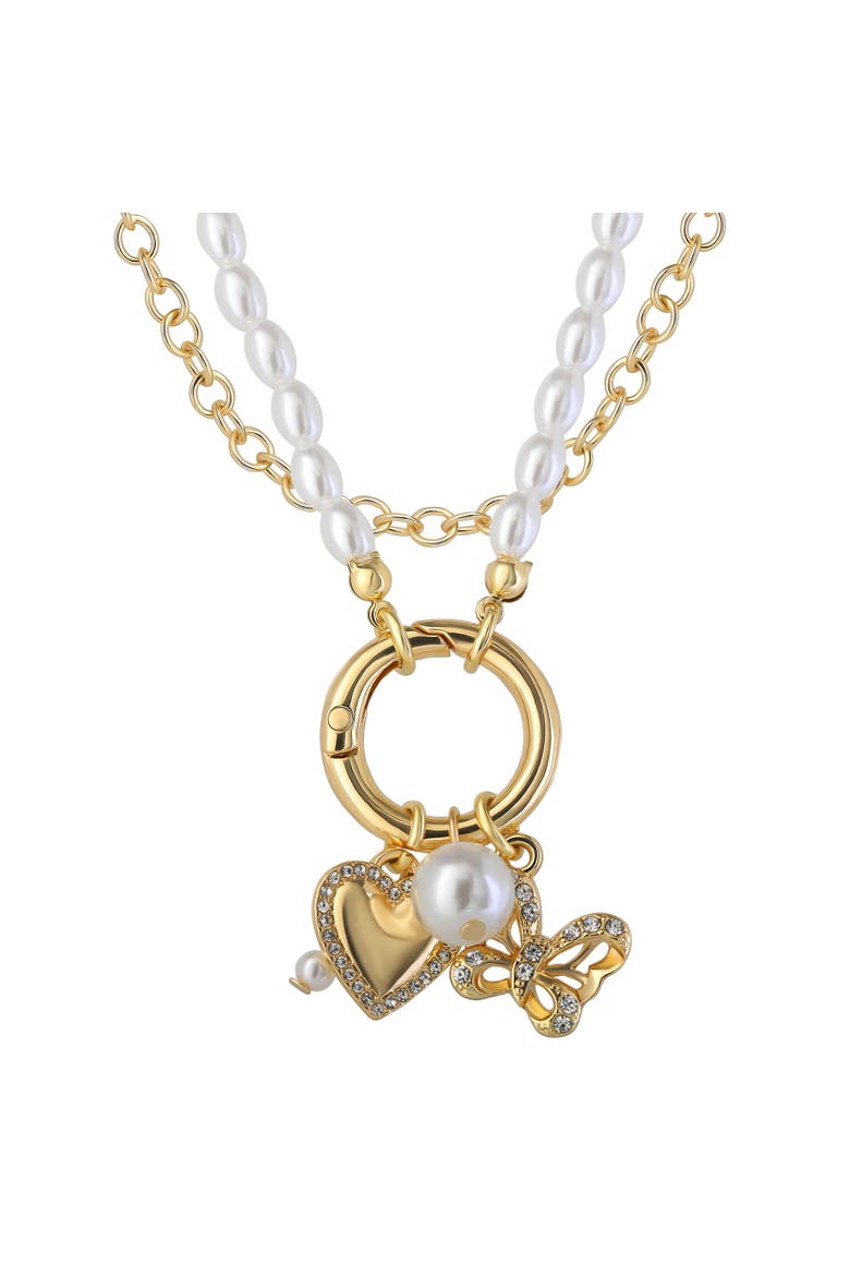Gold and Pearl Necklace Set for Women 2-Piece, Dangle Charms, Main, color, Gold-Tone