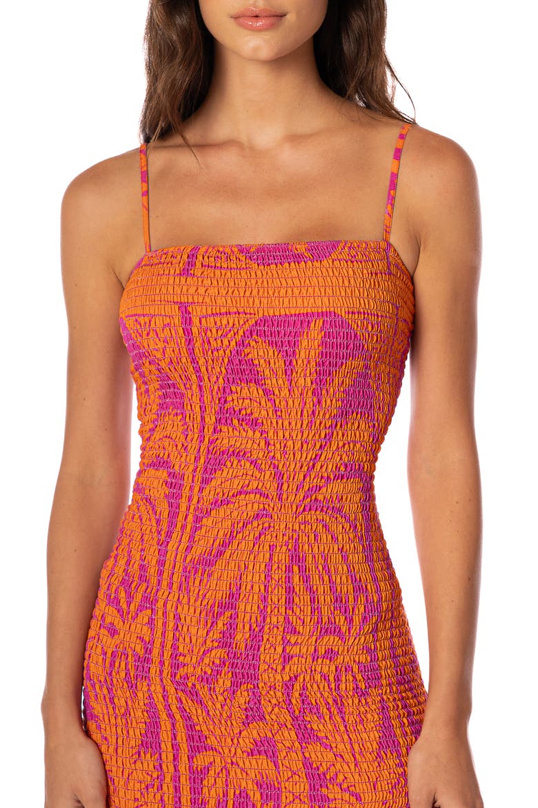 Flamingo Palm Lua Convertible Smocked Sundress, Alternate, color, BRIGHT PURPLE