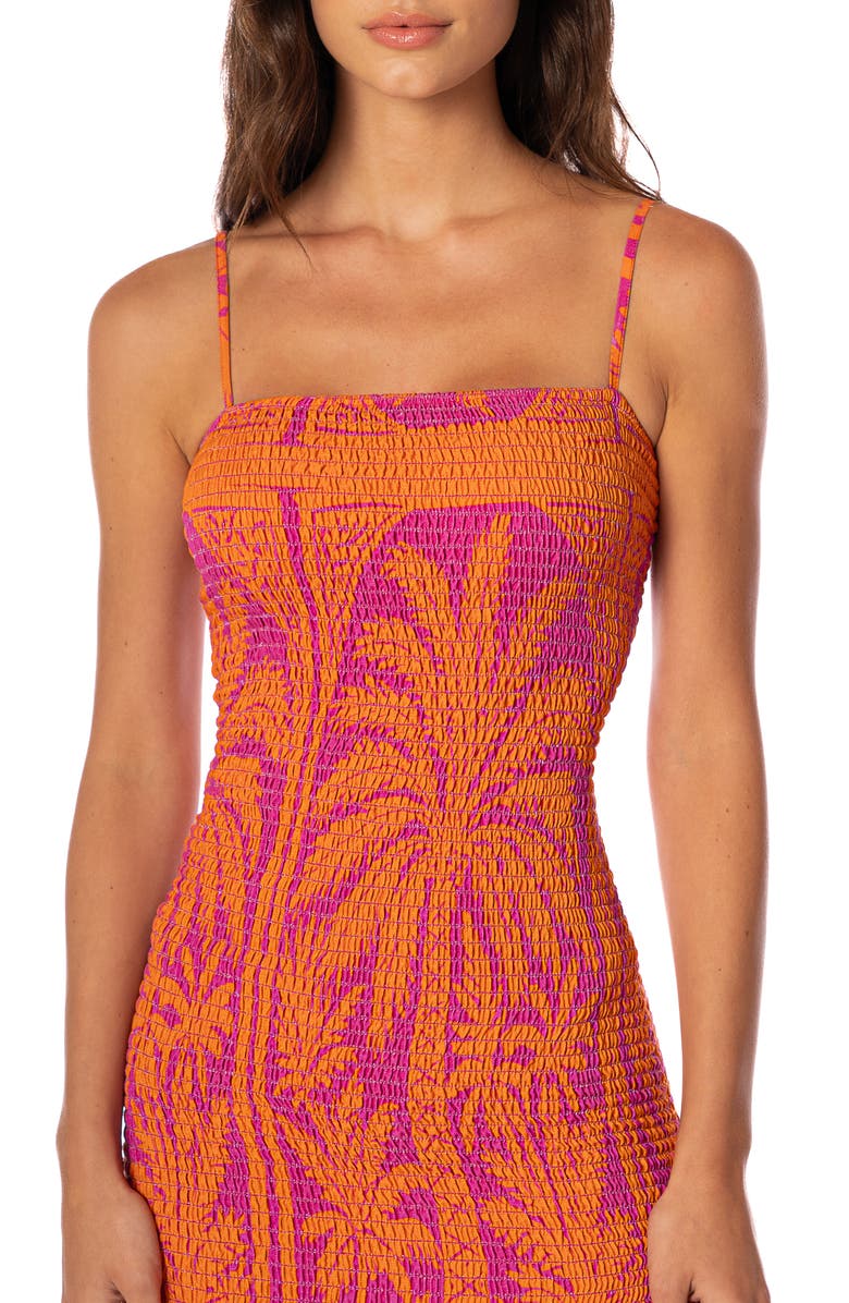 Maaji Flamingo Palm Lua Convertible Smocked Sundress, Alternate, color, Bright Purple