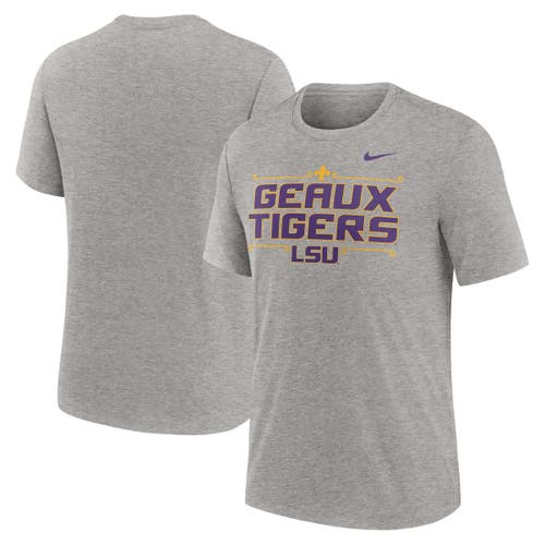 Nike Heather Gray Lsu Tigers Campus Local Tri-blend T-shirt In Gray