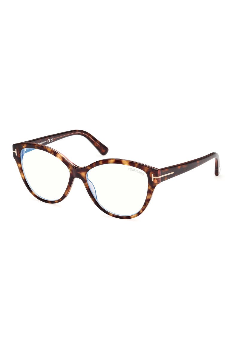 54mm Cat Eye Blue Light Blocking Optical Glasses, Alternate, color, HAVANA AND PINK / T LOGO