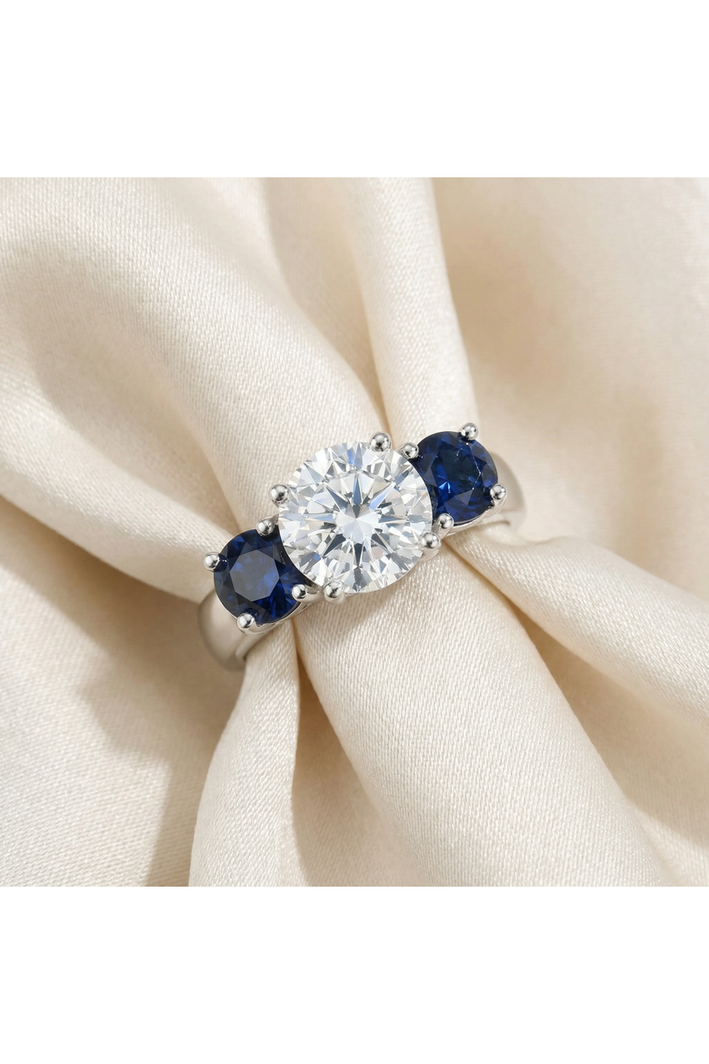 Certified 4Ct Diamond Blue Sapphire Engagement Ring 14k Gold Lab Grown, Alternate, color, 14k White Gold