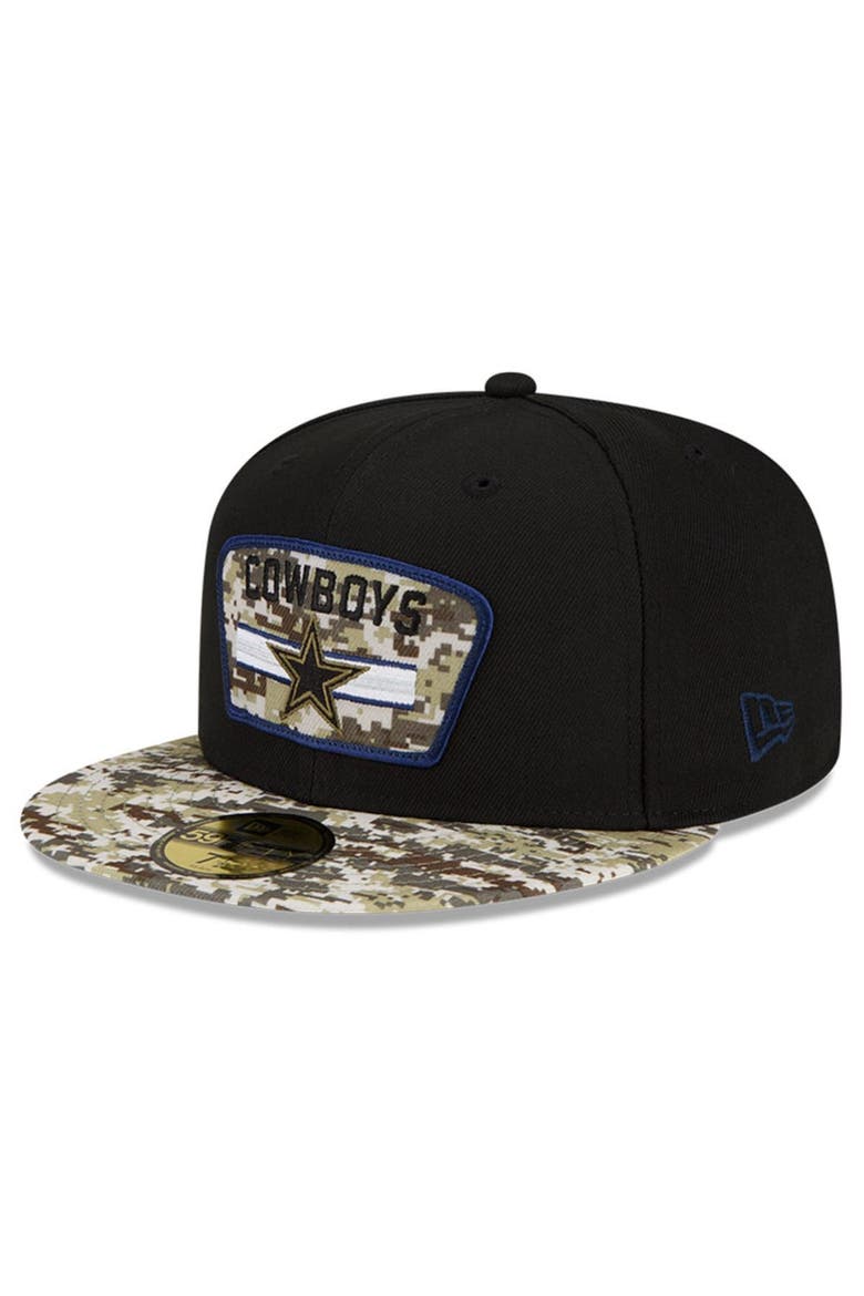 Men's New Era Black/Camo Dallas Cowboys 2021 Salute To Service 59FIFTY Fitted Hat, Alternate, color, BLACK